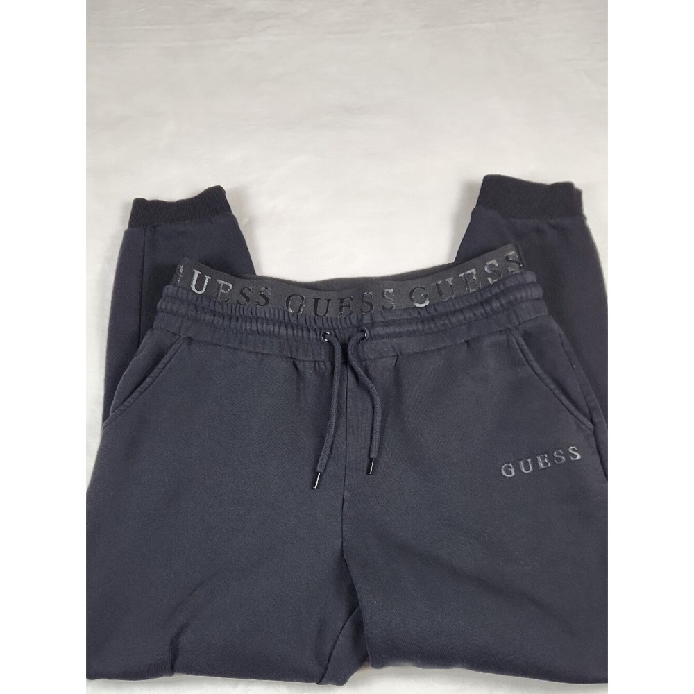 GUESS Black Logo Sweat Joggers with Branded Waistband Size Large - Picture 2 of 8